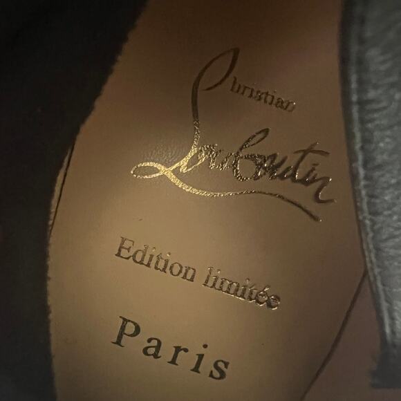 Christian Louboutin Limited Edition Black Lipstrass Patent Leather Thigh Boots - Picture 14 of 16